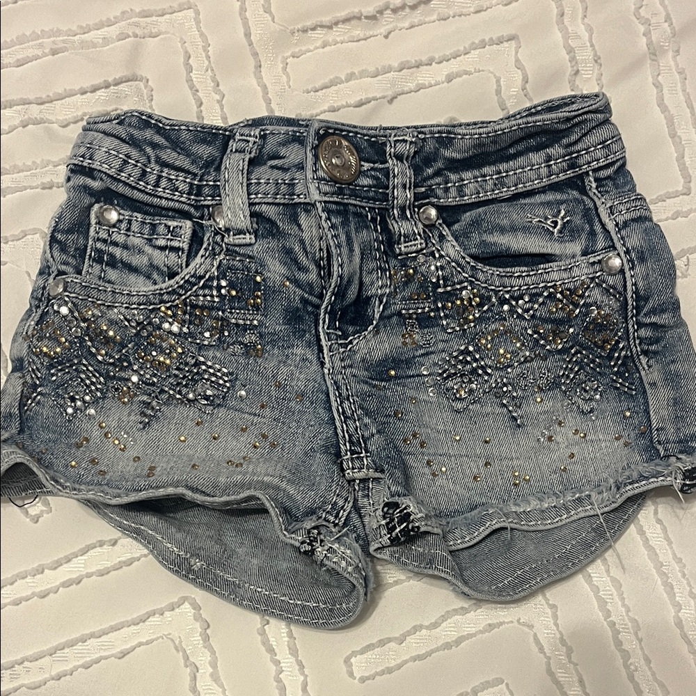 Justice Blue Jean Shorts with Silver Accents